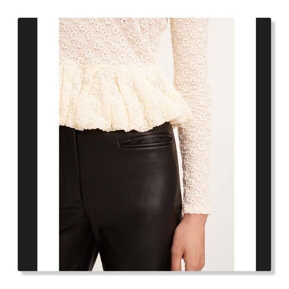 NEW! Rebecca Taylor Peplum Hem Long Sleeve Blouse - size XL in Vanilla - Picture 4 of 15